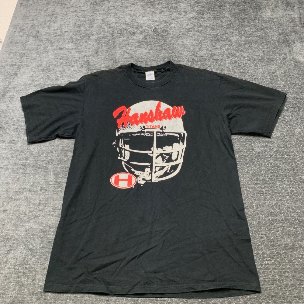 VTG Velva Sheen Hanshaw Titans T Shirt Adult XL Black Graphic Print Crew Neck